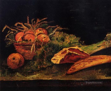 Still Life with Apples Meat and a Roll Vincent van Gogh Oil Paintings